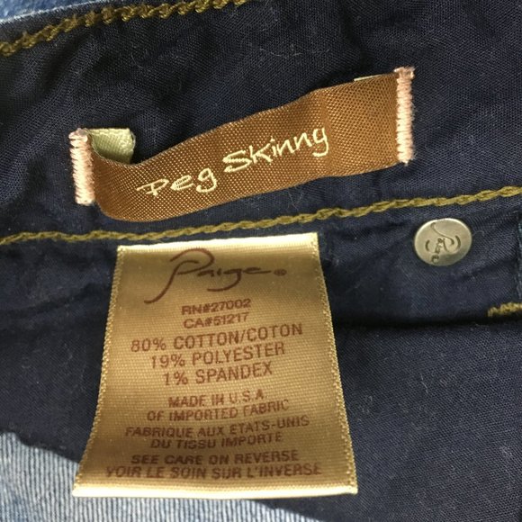 PAIGE Premium Denim PEG SKINNY Parson Wash 5 Pocket Logo Hardware Jeans - Picture 3 of 13